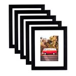 Scholartree Black 8x10 Picture Frames Set of 5, Display 8x10 without Mat or 5x7 with Mat