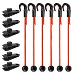 12Pack Upgraded Bungee Cords With Ball and Adjustable Hooks & Tarp Clips Heavy Duty Lock Grip, 3IN1 24inch Elastic Cords Ball with Hooks for Canopy, Tarp, Tent, Pool Cover ,Camping, Bikes, Cars, Tarps