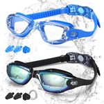 COOLOO Swim Goggles, 2 Pack Swimming Goggles for Men Women, Goggles Swimming Adult Youth Teen Kids, Anti Fog Pool Goggles