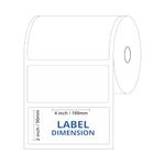 Everycom 4x2 inch (100x50mm) Direct Thermal Label Sticker Roll – 1000 Labels per Roll - Pack of 1 Roll