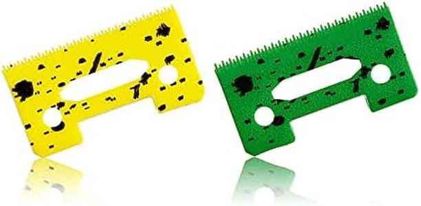 Professional Stagger-Tooth Clipper Replacement ceramic Blades 2-Hole #2161 - Compatible with 5 Star Senior Cordless Wahl Magic Clip (Green + Yellow)