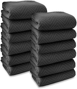 Sure-Max 6 Moving & Packing Blankets - Heavy Duty Pro - 80" x 72" (90 lb/dz weight) - Professional Quilted Shipping Furniture Pads Black