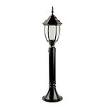 Solid 1-Light Outdoor Post-Top Fixture Oil Rubbed Bronze Finish with Highlights Outdoor Street Light Clear Glass Post Lantern for Pathyard Parking 75Cm Decoration/Black