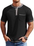 COOFANDY Henley Shirts for Men Classic Slim Fit Tee Vintage Basic Button Henley Shirts Short Sleeve Summer Fashion T Shirts