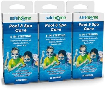 Safe Home® 6-Way Pool & Spa Care – 150 Medical Grade Strips Test Freshwater – Chlorine, Bromine, pH, Alkalinity, Hardness, & Cyanuric Acid