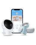 eufy Baby S340 Smart Sock Baby Monitor, 2.4 GHz WiFi, Monitoring Sleep Patterns, Nap, Pulse & Blood Oxygen, 2K Camera, AI Wine Detection, Pan & Tilt Function, No Monthly Fees