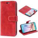 Mulbess Phone Case for Samsung Galaxy S6 - Flip Wallet Cover - Magnetic Protective Leather Case with Credit Card Slot - Wine Red