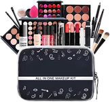 24 pcs All-in-One Makeup Set Teenage Gift Essential Starter Kit Lip Gloss Blush Brush Eyeshadow Palette Highly Pigmented Cosmetic Palette With Travel Carry Cosmetic Bag