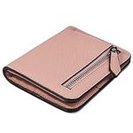 GADIEMKENSD Women Bi-fold Purse RFID Blocking Credit Card Holder Leather Travel Wallet for Woman Zipper Small Coin Pocket Cute Compact Ladies Purse with ID Window Card Cash Slots Ultra Slim Pink