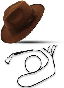 Mega_Jumble Indiana Jones Style Brown Explorer Hat and Bull Whip Fancy Dress Accessories