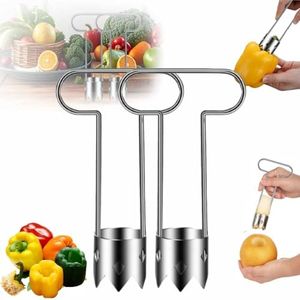 Red Bell Pepper Seed Corer,2025 New Stainless Steel Fruite Corer,Vegetable Corer Tool Cutter Pepper Seed Remover Tool,For Vegetables Fruit Corer Kitchen Gadget