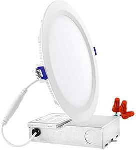 LUXRITE 8 Inch Ultra Thin LED Recessed Light with Junction Box, 25W, 2700K Warm White, 2200 Lumens, 0-10V Dimmable, Slim Recessed Ceiling Light, IC & Damp Rated, ETL Listed