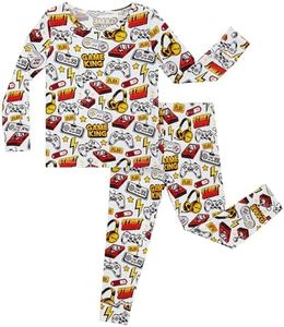 EASWEET Bamboo Viscose Toddler Boys Girls Pajamas 2 Piece Pjs,Gamepad,6Y