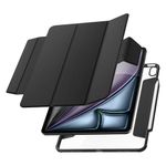 Spigen Air Skin Pro Designed for iPad Air 13 Inch Case M2 (2024) with Detachable Magnetic Cover, Clear Transparent Back and Pencil Holder - Black