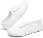 TUOPIN Womens White Canvas Sneakers