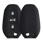 kwmobile Key Cover Compatible with Peugeot Citroen 3 Button Car Key Smart Key (only Keyless Go) - Soft Silicone Car Key Fob Holder Protector Case - Black