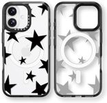 Rosarnnah Magnetic for iPhone 16 Magsafe Case Cute - Durable Shockproof 6.6 ft Drop Impact Phone Case - Black Funny Five-Pointed Star Design for iPhone 16 6.1"