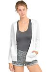 Sofra Women's Thin Cotton Zip Up Hoodie Jacket (XL, White)