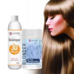 Hair Pre lightening Powder 30volume 9% (150ml, 60g) Blonder & Developer Kit. Good for all types hair.