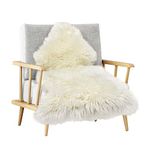 MYLUNE HOME Genuine Ivory Sheepskin Rug (90x55cm) Ultra Soft Fluffy Area Rugs Plush Chair Cover Sheepskin Cushion For Living Room, Sofa, Chair Carpet, Settee, Bed