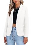 BETTE BOUTIK Womens Casual White Blazers Long Sleeve Lapel Open Front Button Work Blazer Jackets with Pockets XL