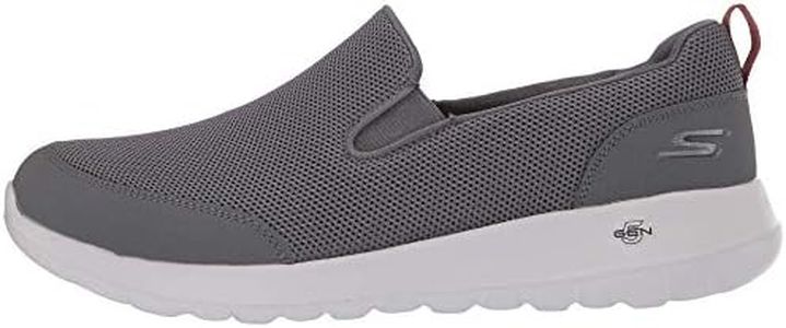 Skechers Men's Go Max Clinched-Athletic Mesh Double Gore Slip on Walking Shoe, Grey/Burgundy, 10.5