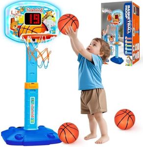 Toddler Basketball Hoop Indoor for Age 1 2 3, Adjustable Kids Basketball Hoops with Light Sound, Mini Basketball Hoop with 3 Balls, Birthday Christmas Sport Toys Gift for Baby 12-18 Months