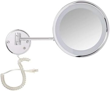 Jerdon Lighted Wall-Mounted Makeup Mirror - Makeup Mirror with 5X Magnification - 9.5-Inch Diameter Mirror with Chrome Finish Wall Mount - Model HL1016CL