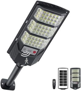 Solar Lights Outdoor Waterproof, 8500K Solar Street Lights Outdoor, LED Dusk to Dawn Solar Flood Light with Motion Sensor and Remote Control, Solar Security Lights for Parking Driveway Lot (1PACK)