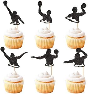 Keaziu 36 Pack Water Polo Cupcake Toppers Water Sports Players Cupcake Picks Sports Theme Birthday Cake Decorations for Baby Shower Boys Girls Birthday Party Decorations