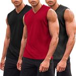 COOFANDY Men Muscle Gym Tank Tops Sleeveless V Neck Shirts 3 Pack Quick Dry Fitness Tee Shirts