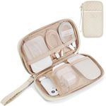 BAGSMART Cord Organizer Travel Cable Organizer Bag Tech Electronic Organizer Travel Case, Travel Essentials for Charger, Cable, Phone, Flash drive, Single Layer - Beige