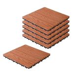 Sharpex WPC Deck Tiles with Interlocking | 1 Piece Wood Floor Decking Water Resistant Tile for Balcony, Terrace, Garden, Poolside | Quick Flooring Solution for Indoor/Outdoor (Brown, 1 Piece)