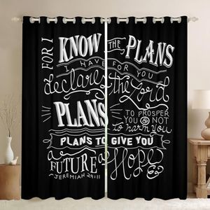 Kids Vintage Bible Verse Curtains for Bedroom Living Room Christian Bible Verse Jeremiah Darkening Dreapes Boys Children Decor Modern Blackout Curtains Black Window Treatments (2 Panels, 52 x 96 Inch)