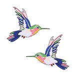 PRETYZOOM Embroidery Fabric 2pc Iron on Hummingbird Patches Sew on Birds Appliques Animal Embroidered Patches Clothing Patch For DIY Clothes Hats Bag Birds Applique