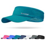 Sukeen Sports Sun Visor Men Women Lightweight Packable Cooling Stretchy Visor Hat for Running, Tennis, Golf, Teal Blue, One Size