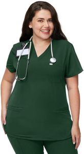 Kitmaz X-Small Medical Scrub Tops for Women - Soft Stretch V-Neck Top Scrubs with 3 Pockets Hunter Green