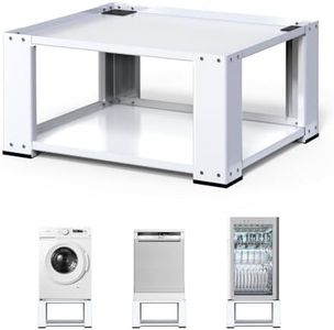 Matalde Washer and Dryer Stand Fit 27 and 28 Inch - Laundry Pedestal for Washer and Dryer Heavy Duty Steel 700lbs Capacity Universal Washing Machine Raiser 15.7'' Height White