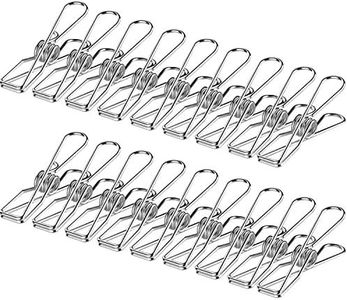 Skroad 100 Pack Garments, Stainless Steel Clothes Hanging Clothes Line Clips for Clothes, Paper Files, Snacks Seal