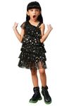 Lil Drama Glam Up Girls Black Tiered Shimmer Party Dress - 3 Year