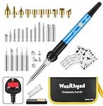 WaxRhyed Wood Burning Kit 40Pcs, Pyrography Pen and Soldering Iron Kit 60W with Adjustable Temperature and ON/Off Switch, Professional Wood Burner Pen Tool, Creative Tool Set Suitable for Beginners