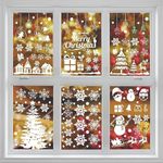 Christmas Window Clings,H HOME-MART 165Pcs Christmas Window Decorations Snowflakes Window Decals Static Window Stickers for Christmas Decoration Window Décor Xmas Party Supplies Thanksgiving