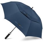 ZOMAKE Large Golf Umbrella 62 Inch - Grand Parapluie de Golf Automatic Open Double Canopy Vented Windproof Oversize Men's Golf Umbrellas for Rain Stick Umbrellas(Navy Blue)