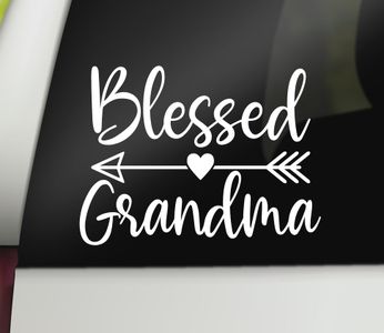 Blessed Grandma Decal | Grandma Vinyl Decal Car Sticker | Grandma Decal Bumper Sticker Window Laptop Tumbler Decal | 6" x 4.5" Size White | Made in USA