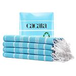 Cacala Turkish Hand Towels with Hanging Loop (23 x 36) Set of 4-100% Cotton Kitchen Towel Quick Dry Prewashed for Soft Feel Decorative Towels for Gym, Yoga, Bath and Kitchen - Turquoise