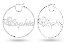 LeCalla Signature Personalized Customized Heart Name BIG Large Hoop Earrings for Women Teen