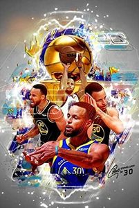 Stephen Curry Canvas Poster, Success Poster Champion Wall Art, Inspirational Basketball Poster for Man Cave Boys Room Office Decor, Golden State Warriors, Stephen Curry Art Print, 16"x24" - Unframed