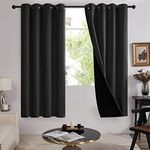 Deconovo Thermal Insulated 100% Blackout Curtains, Double Layers, Sun Light Full Block, Noise Cancelling Drapes for Home Windows/Playroom/Patio/Office/Study (Set of 2, 52W x 72L Inch, Black)