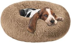 QQQ Calming Dog Bed, Ultra Soft & Warm and Comfortable Round Bed, Self-Warming and Washable(Size 24in)