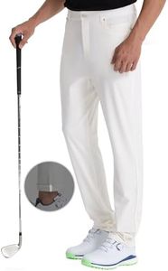 FitsT4 Sports Men's Casual Work Pants Slim Fit Golf Dress Travel Pant Flat Front with Six Pockets Wrinkle-Resistant Bone 29W x 32L